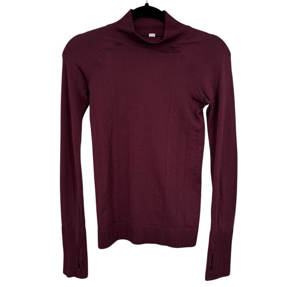 Lululemon Rest Less‎ Mock Neck Long Sleeve Athletic Top Burgundy Size 2